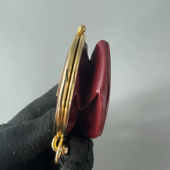 Authentic Vintage GIVENCHY Coin Case Wallet Purse 4G Logo Bordeaux Gold Leather - Picture 11 of 14